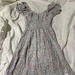 Altar'd State Floral Mini Dress - Blue and Orange